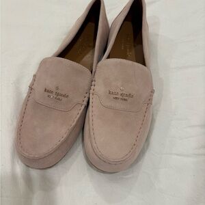 kate spade pale pink suede loafers